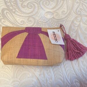 Purple and Tan Women's Clutch Bag